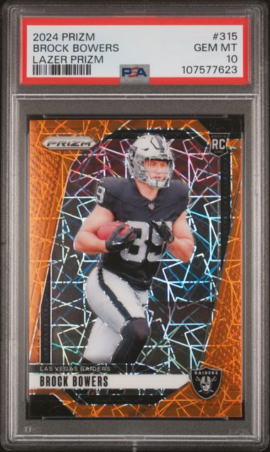 2024 Panini Prizm Brock Bowers #315 (Lazer Prizm) Gem Mt 10 front