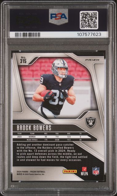 2024 Panini Prizm Brock Bowers #315 (Lazer Prizm) Gem Mt 10 back