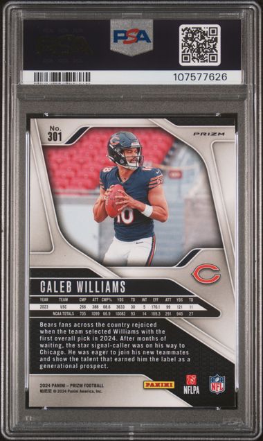 2024 Panini Prizm Caleb Williams #301 (Green Wave) Mint 9 back