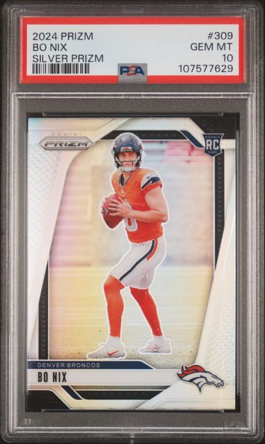 2024 Panini Prizm Bo Nix #309 (Silver Prizm) Gem Mt 10 front