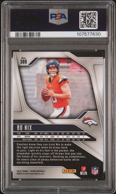 2024 Panini Prizm Bo Nix #309 Mint 9 back