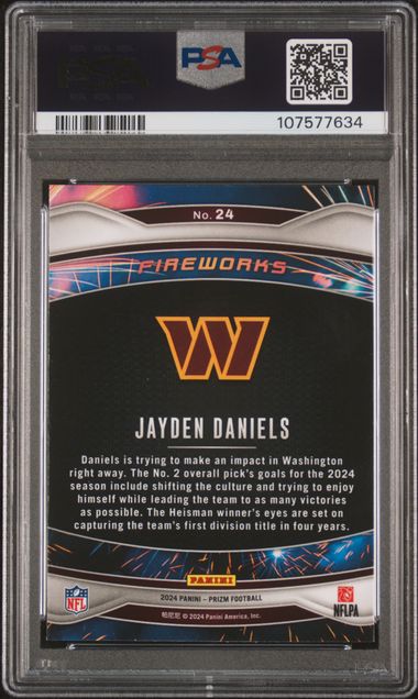 2024 Panini Prizm Fireworks Jayden Daniels #24 Gem Mt 10 back
