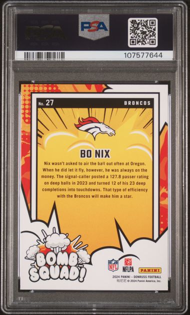 2024 Panini Donruss Bomb Squad Bo Nix #27 Mint 9 back
