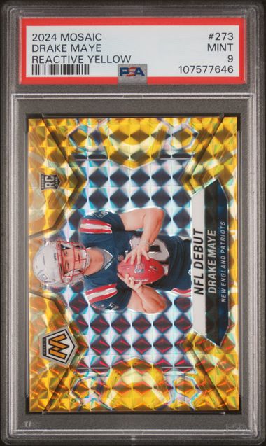 2024 Panini Mosaic Drake Maye #273 (Reactive Yellow) Mint 9 front