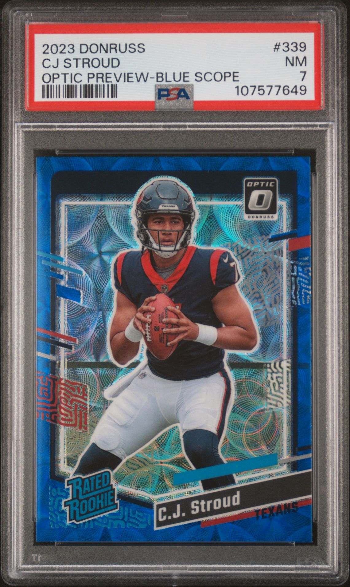 2023 Panini Donruss Cj Stroud #339 (Optic Preview-Blue Scope) Nm 7 front