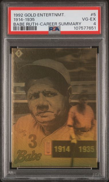 1992 Gold Entertainment Babe Ruth 1914-1935 #5 (Babe Ruth-Career Summary) Vg-Ex 4 front