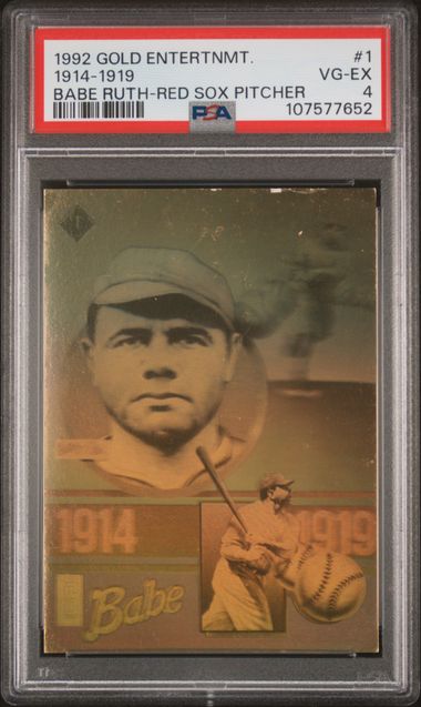 1992 Gold Entertainment Babe Ruth 1914-1919 #1 (Babe Ruth-Red Sox Pitcher) Vg-Ex 4 front