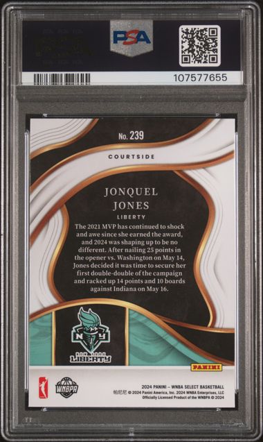 2024 Panini Select Wnba Jonquel Jones #239 Gem Mt 10 back