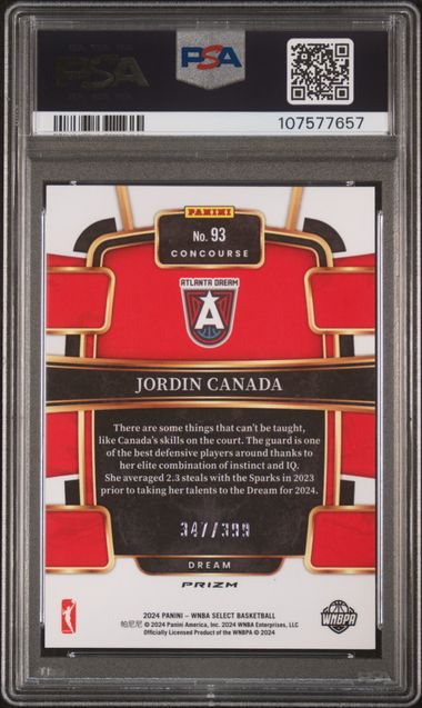 2024 Panini Select Wnba Jordin Canada #93 (Red & Blue Prizm) Mint 9 back