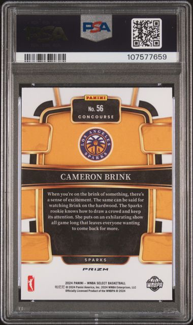 2024 Panini Select Wnba Cameron Brink #56 (Pink Ice) Nm 7 back