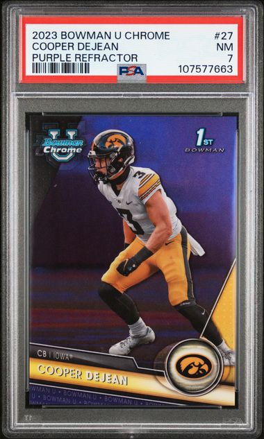2023 Bowman University Chrome Cooper Dejean #27 (Purple Refractor) Nm 7 front