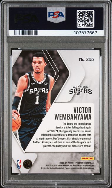 2023 Panini Phoenix Victor Wembanyama #256 (Red Ice) Gem Mt 10 back