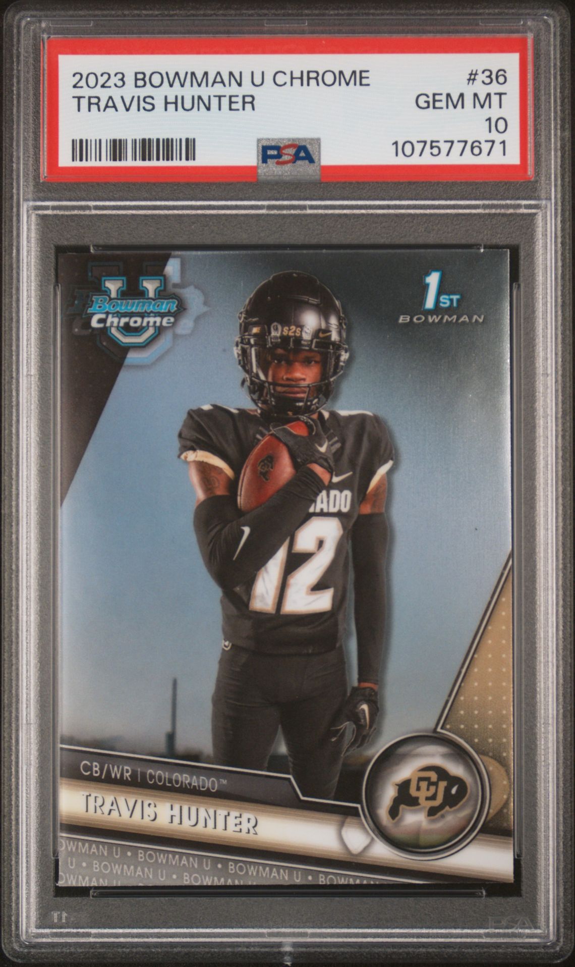 2023 Bowman University Chrome Travis Hunter #36 Gem Mt 10 front