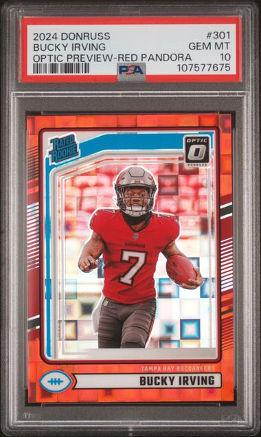 2024 Panini Donruss Bucky Irving #301 (Optic Preview-Red Pandora) Gem Mt 10 front