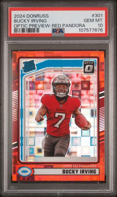 2024 Panini Donruss Bucky Irving #301 (Optic Preview-Red Pandora) Gem Mt 10 front