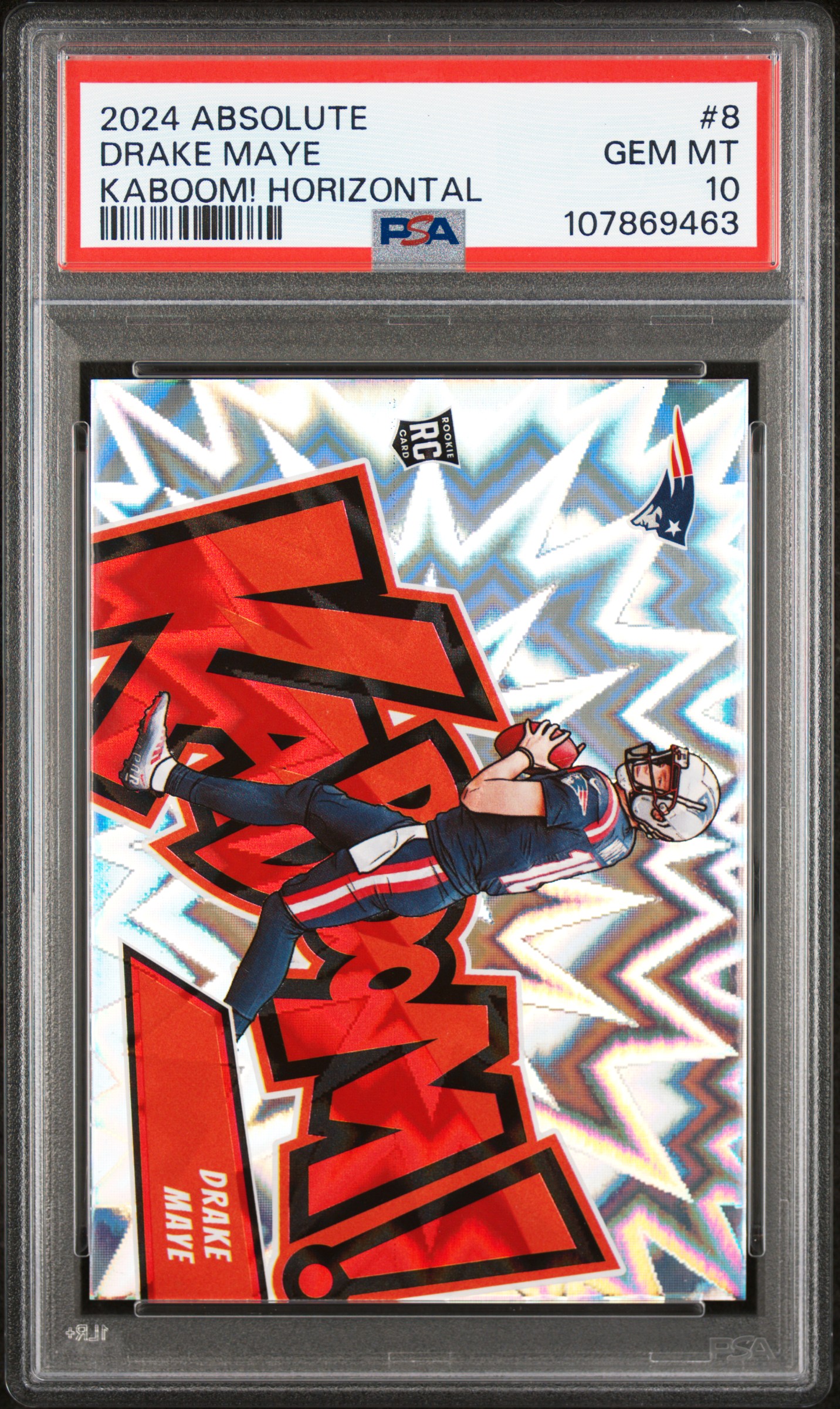 2024 Panini Absolute Kaboom! Horizontal Drake Maye #8 Gem Mt 10 front