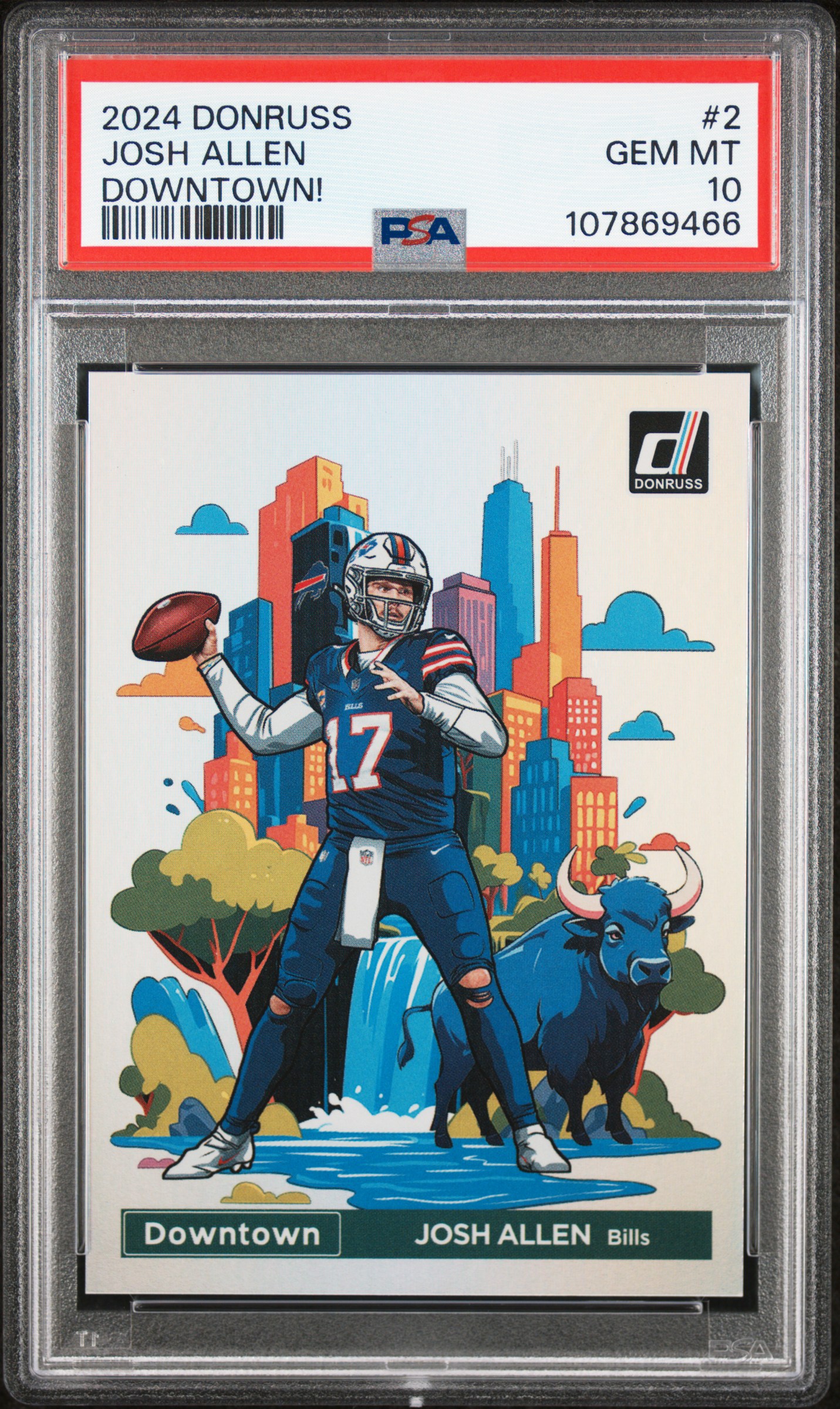 2024 Panini Donruss Downtown! Josh Allen #2 Gem Mt 10 front