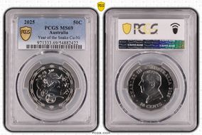 2025 50C Year of the Snake Cu-Ni MS69