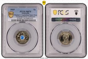 2025 $2 Women’s Australian Open Blue Envelope Privy Colorized MS70