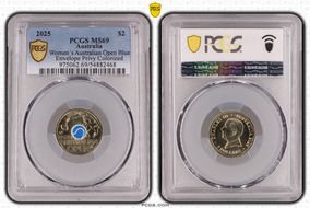 2025 $2 Women’s Australian Open Blue Envelope Privy Colorized MS69