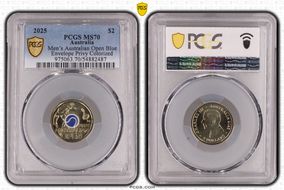 2025 $2 Men’s Australian Open Blue Envelope Privy Colorized MS70