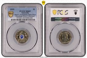 2025 $2 Men’s Australian Open Blue Envelope Privy Colorized MS69