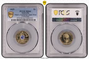 2025 $2 Men’s Australian Open Blue Colorized MS66