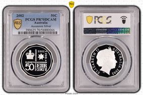 2002 50C 50th Anniv. Accession KM-645a Ag PR70DCAM