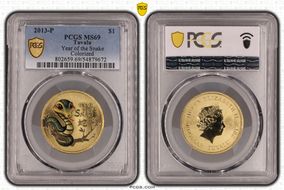 2013-P $1 Year of the Snake Colorized MS69