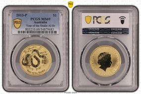 2013-P $1 Year of the Snake Al-Br MS69