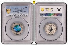 2017 10C Planetary Coins Earth Colorized MS69