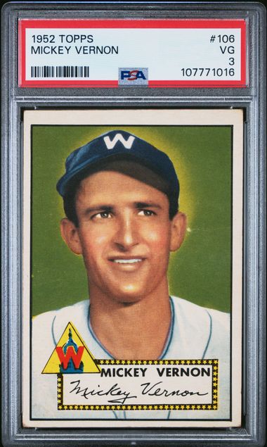 1952 Topps Mickey Vernon #106 Vg 3 front