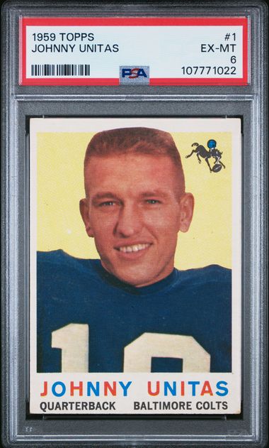 1959 Topps Johnny Unitas #1 Ex-Mt 6 front