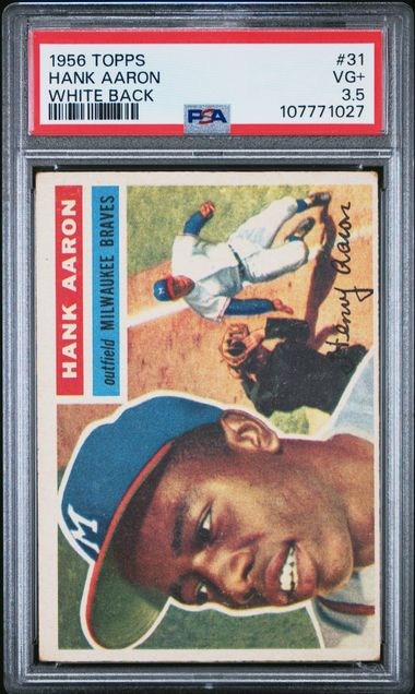 1956 Topps Hank Aaron #31 (White Back) Vg+ 3.5 front