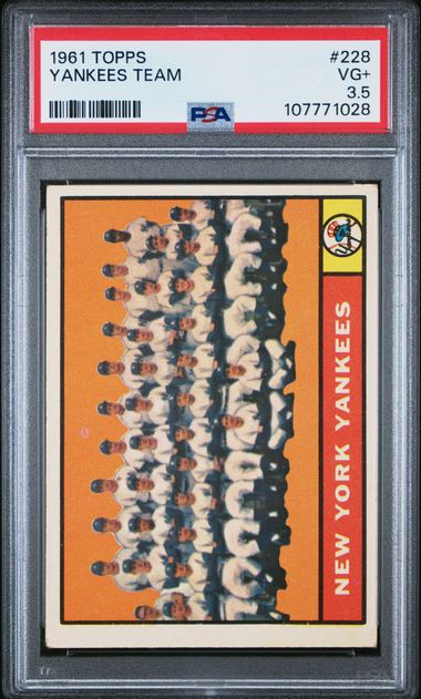 1961 Topps Yankees Team #228 Vg+ 3.5 front