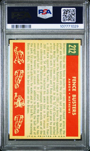 1959 Topps Fence Busters #212 (White Back) Ex-Mt 6 back