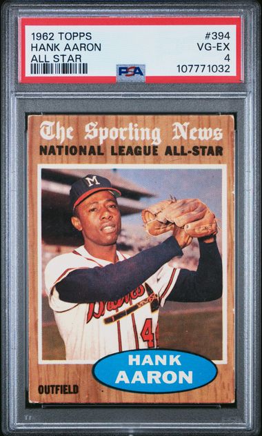 1962 Topps Hank Aaron #394 (All Star) Vg-Ex 4 front