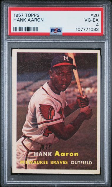 1957 Topps Hank Aaron #20 Vg-Ex 4 front