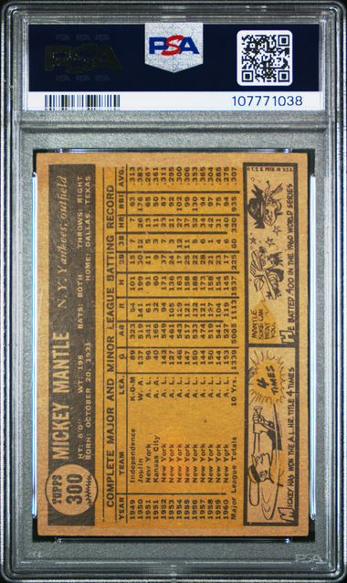 1961 Topps Mickey Mantle #300 Vg-Ex 4 back