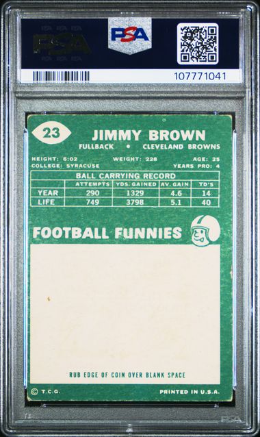 1960 Topps Jim Brown #23 Vg 3 back