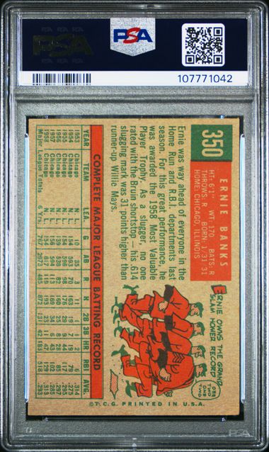 1959 Topps Ernie Banks #350 Vg-Ex 4 back