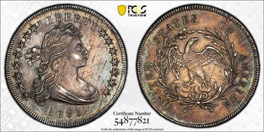 1795 $1 Draped Bust, Off-Center AU55