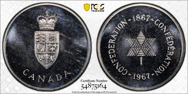 1967 ($1) Centennial of Confederation Medal X-M1 Ag PL66