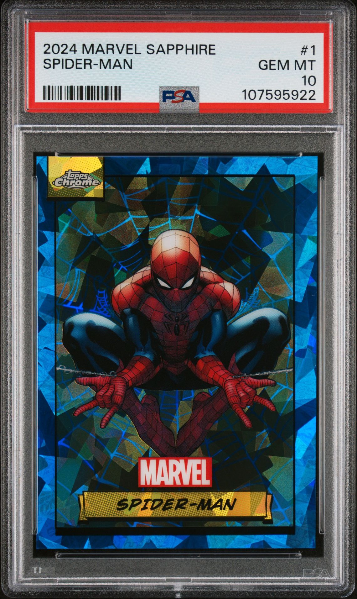 2024 Marvel TOPPS CHROME MARVEL SAPPHIRE EDITION #1 Spider-Man front