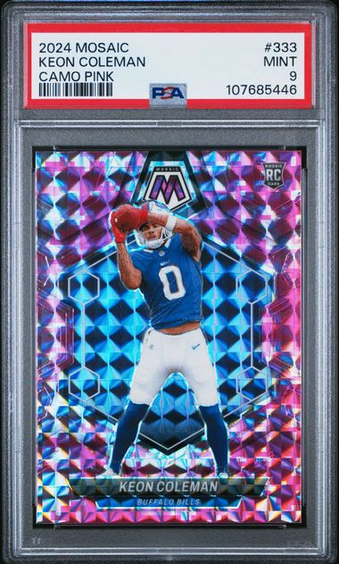 2024 Panini Mosaic Keon Coleman #333 (Camo Pink) Mint 9 front