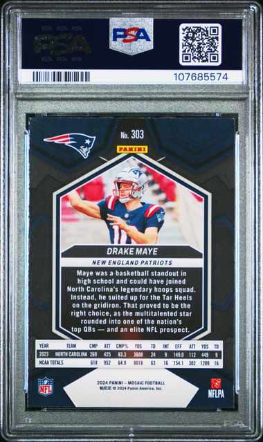 2024 Panini Mosaic Drake Maye #303 Mint 9 back