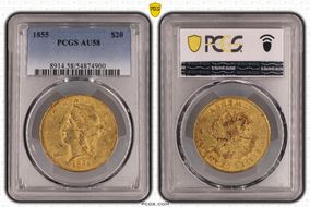 1855 $20 AU58