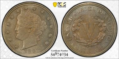 1883 5C No CENTS AU58