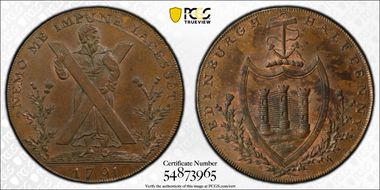 1791 Tk 1/2D DH-38 Lothian, Hutchison's MS63BN