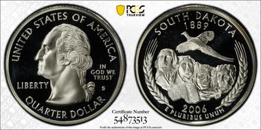 2006-S 25C South Dakota Silver PR70DCAM